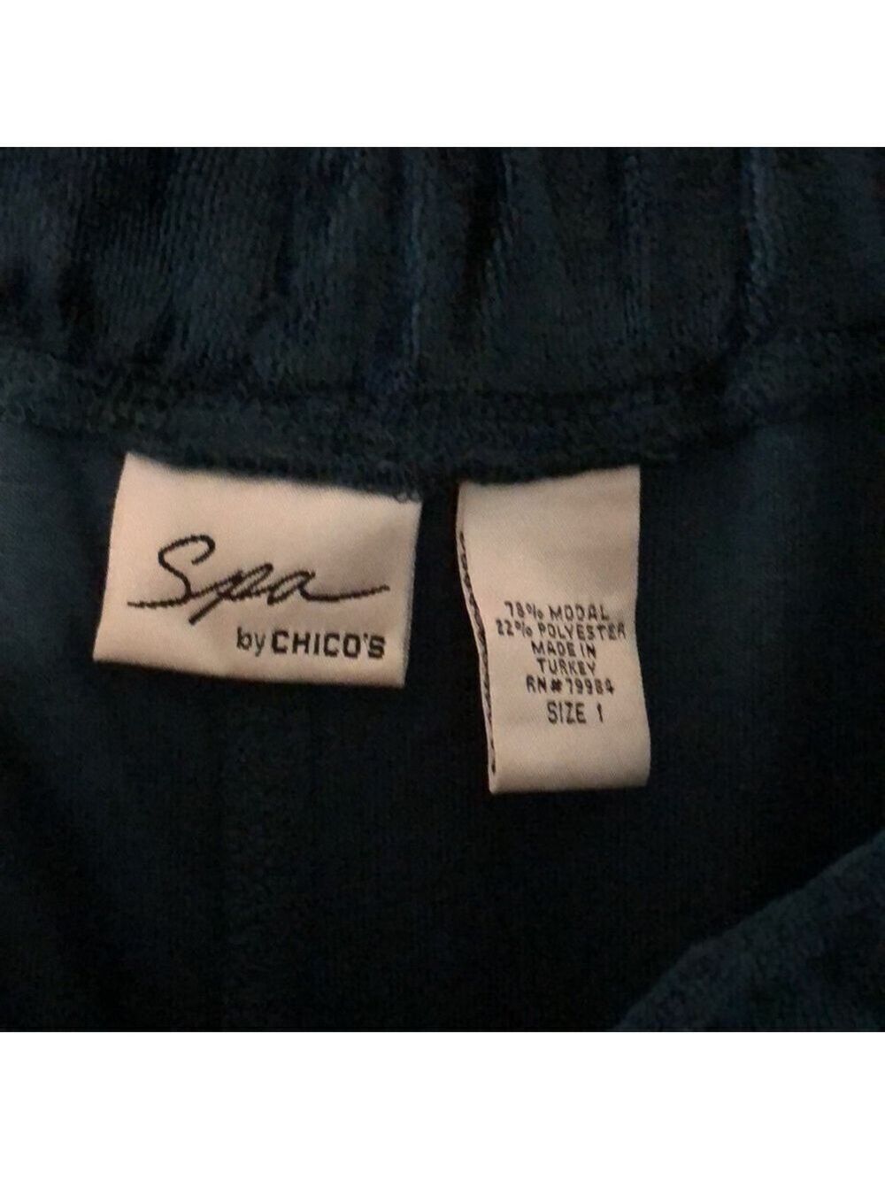 From Spa by Chicos Teal Velvet Pants (size 1) Like New - Picture 6 of 10